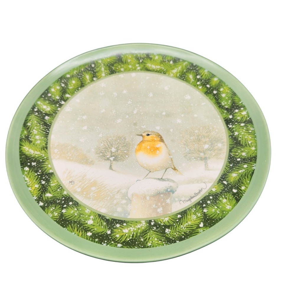 Hallmark Nature's Sketchbook Yellow Finch Robin Bird Winter Scene Plate 11"-12"